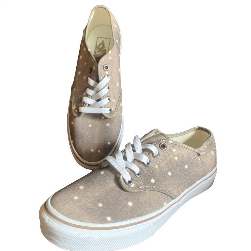 NWOB Women's VANS Washed Look Canvas Polka Dot Skate/Sneakers Size 8.5 Brown